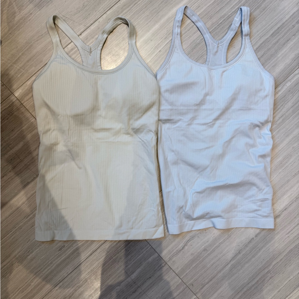 lululemon athletica Cream and White Tank Tops
